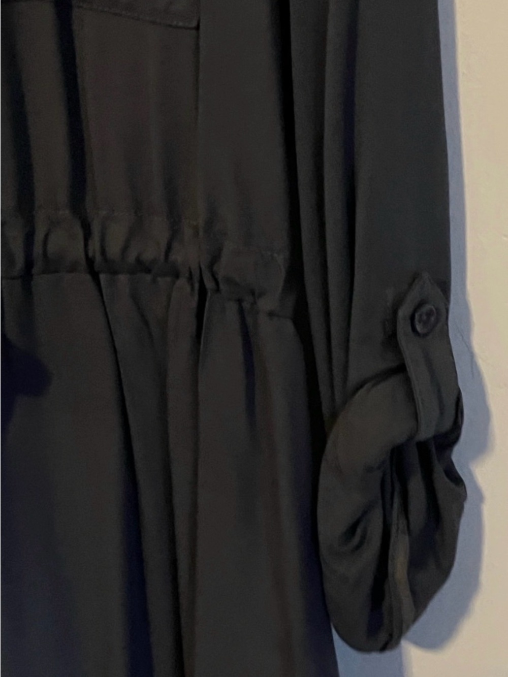 Dark Gray Button-Front Drawstring Dress - Picture 6 of 8